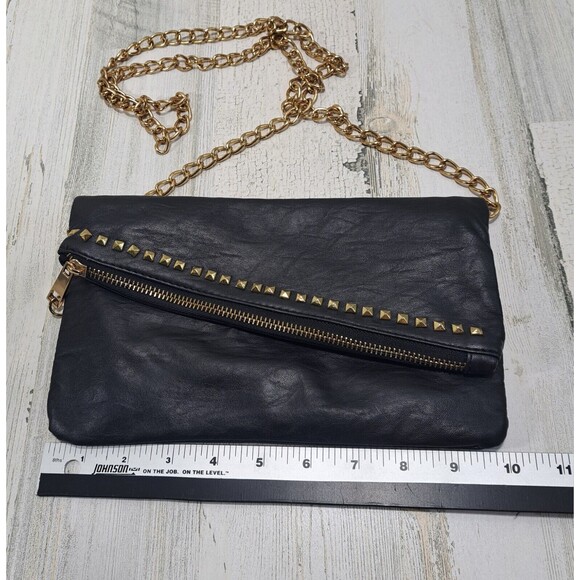 VTG Rampage Crossbody Purse Bag Black w/ Gold Studs Chain Strap Y2K Party Rocker - Picture 11 of 12